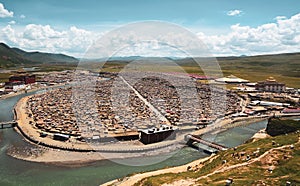 Shack houses of Tibetan monks