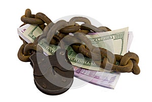 Shackled money under lock and key