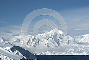 Shackleton Mountain in the west of the Antarctic Peninsula on a