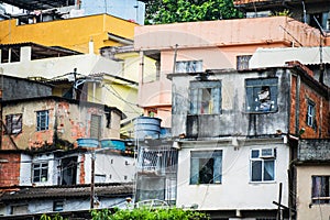 Shacks in a poor neighborhood in Rio de Janeiro, Brazil