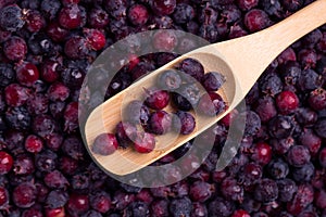 Shadberry  in a spoon close-up