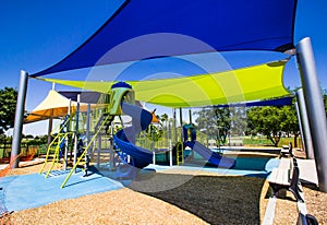 Shade Canopies Covering Kids Playground Equipment