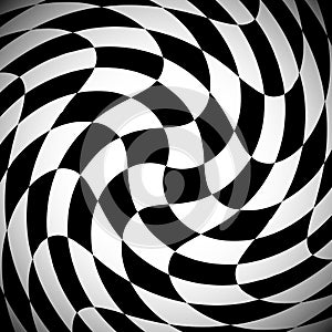 Shaded checkered pattern with spirally distortion effect