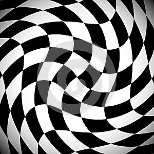 Shaded checkered pattern with spirally distortion effect