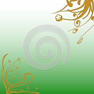 Shaded green background gold patterns photo