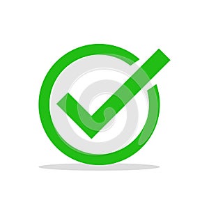 A shaded green checkmark icon. Vector. photo