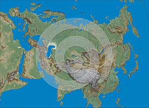 Shaded relief Eurasia map