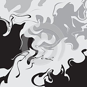 Shades of Gray and Black Abstract Marble Ink Blots Illustration Background