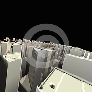 shades of grey a 3D rendering from street level of the metropolis of the future