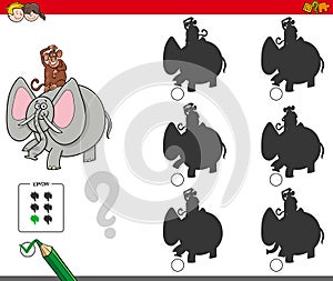 Shadow activity game with elephant and monkey