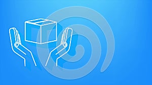 Shadow Carton parcel box in hands. Shipping delivery symbol. Gift box icon. motion graphic