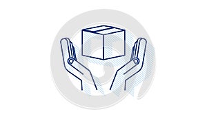 Shadow Carton parcel box in hands. Shipping delivery symbol. Gift box icon. motion graphic