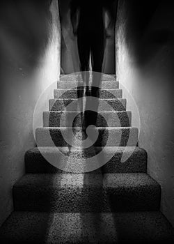 Shadow Figure Walking Up Stairs