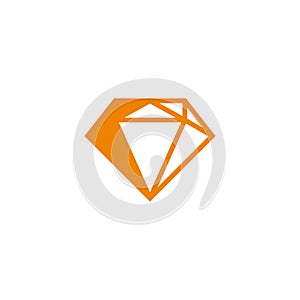 Shadow flat 3d gold diamond simple geometric line logo vector