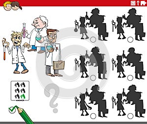 shadow game with cartoon scientists or inventors
