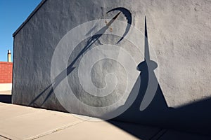 shadow of gnomon pointing to noon on sundial