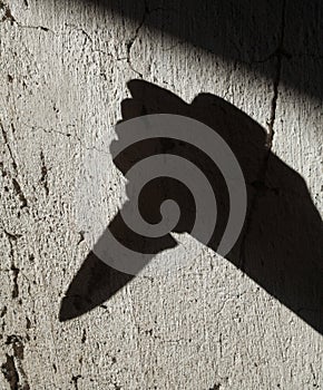 Shadow of the hand holding a knife