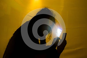 Shadow at look past canvases background.