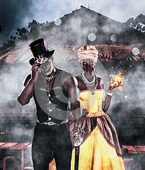 Shadow man and Voodoo queen photo