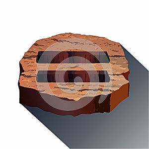 The shadow of a massive, stylized 