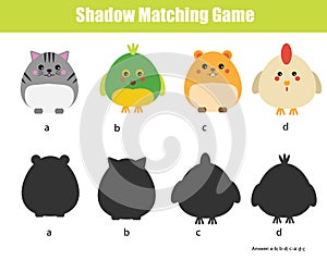 Shadow matching game. Animals theme