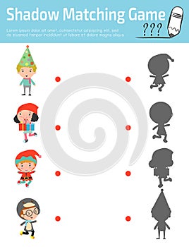 Shadow Matching Game for kids, Visual game for kid. Connect the dots picture,Education Vector Illustration. stylish children Chris