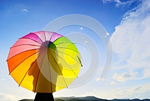 Shadow multicolor umbrella woman