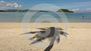 The shadow of palm trees on the shore, Guam