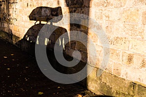 Shadow of parked car with roof box