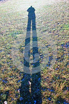 Shadow of a person on a meadow