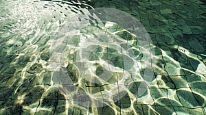 Shadow play on the greenish bottom of a pool.