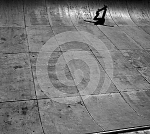 Skater shadow in skatepark california photo