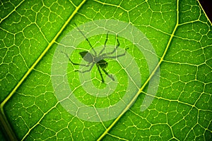 Shadow Spider on a green leaf