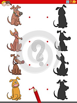 Shadow task with cartoon dogs characters