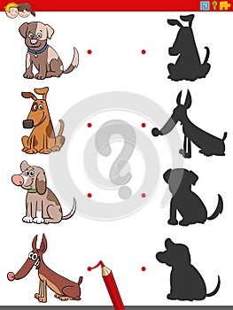 Shadow task with cartoon dogs and puppies