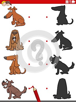 Shadow task with funny comic dogs characters