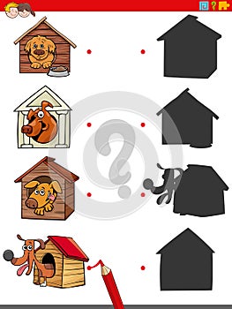 Shadow task with funny dogs in doghouses