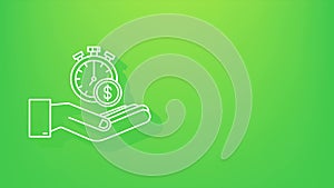 Shadow Timer and money in hands. Clock and bag, time is money, fast loan, payment period, savings account. motion