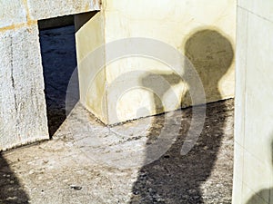 Shadow of a visitor at the Jantar Mantar in Jaipur