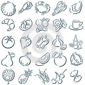 Shadowed food symbols