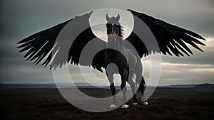 Shadowed Skies: Mystical Dark Pegasus Photography