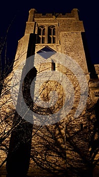 Shadows on the church at night climbing high what a site