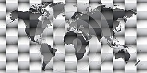 3d world map over black and white