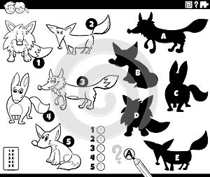 shadows game with cartoon foxes coloring page