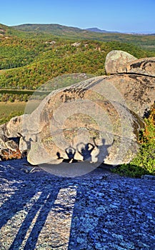 Shadows of happy people