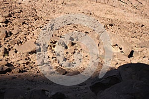 Shadows in the mountains of Moses, mountains of Egypt, the highest mountain in Egypt