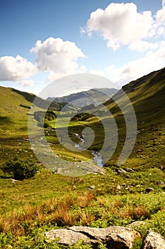 Shadows over Grizedale Beck in the English lake district