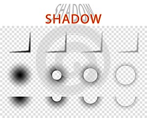 Shadows semicircular set. Circle, Round half. Corner dark templates with varying degrees of transparency.