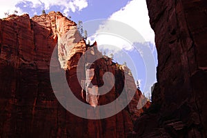 Shadows and steep cliff faces