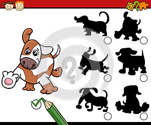 Shadows task cartoon with dogs